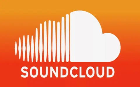 Soundcloud Musik: Das Logo mit dem stilisierten Schallwellen-Cloud-Symbol und dem Schriftzug "SOUNDCLOUD" auf einem orangen Hintergrund.