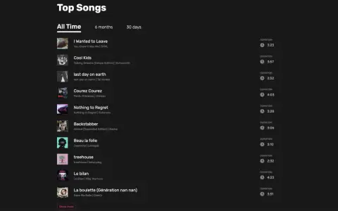 Top Songs auf Spotify: "I Wanted to Leave" und "Cool Kids" sind die meistgestreamten Songs.
