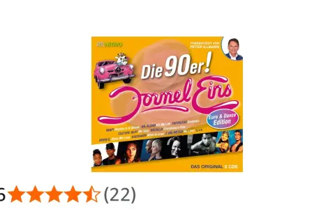 CD-Cover "Die 90er! Formel Eins Euro & Dance Edition" mit rosa Auto und Künstlern. Ein Muss für Fans von Eurodance 90er!