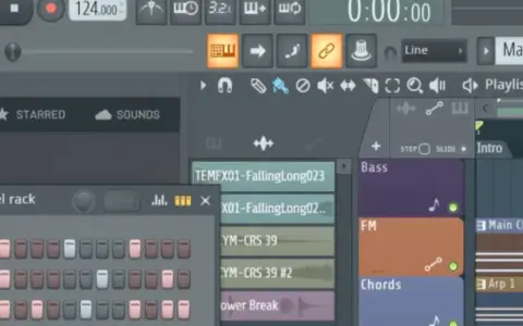 FL Studio-Oberfläche zeigt, wie man Plugins installiert. Der Channel Rack und die Playlist sind sichtbar.