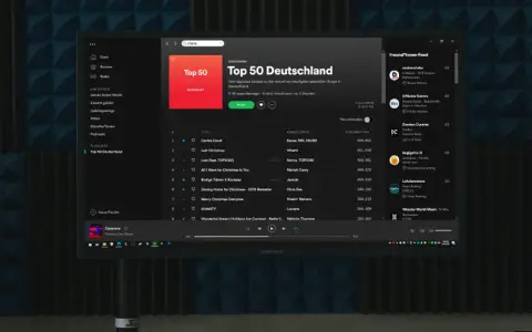 Spotify-Playlist "Top 50 Deutschland" mit vielen Streams.