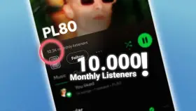 Spotify-Profil von PL80 mit 10.3K monthly listeners, die 10.000er-Marke wird gefeiert.