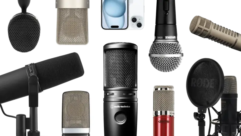 Vielfalt an Mikrofonen: dynamische, Kondensator- und USB-Mikrofone für jeden Bedarf.